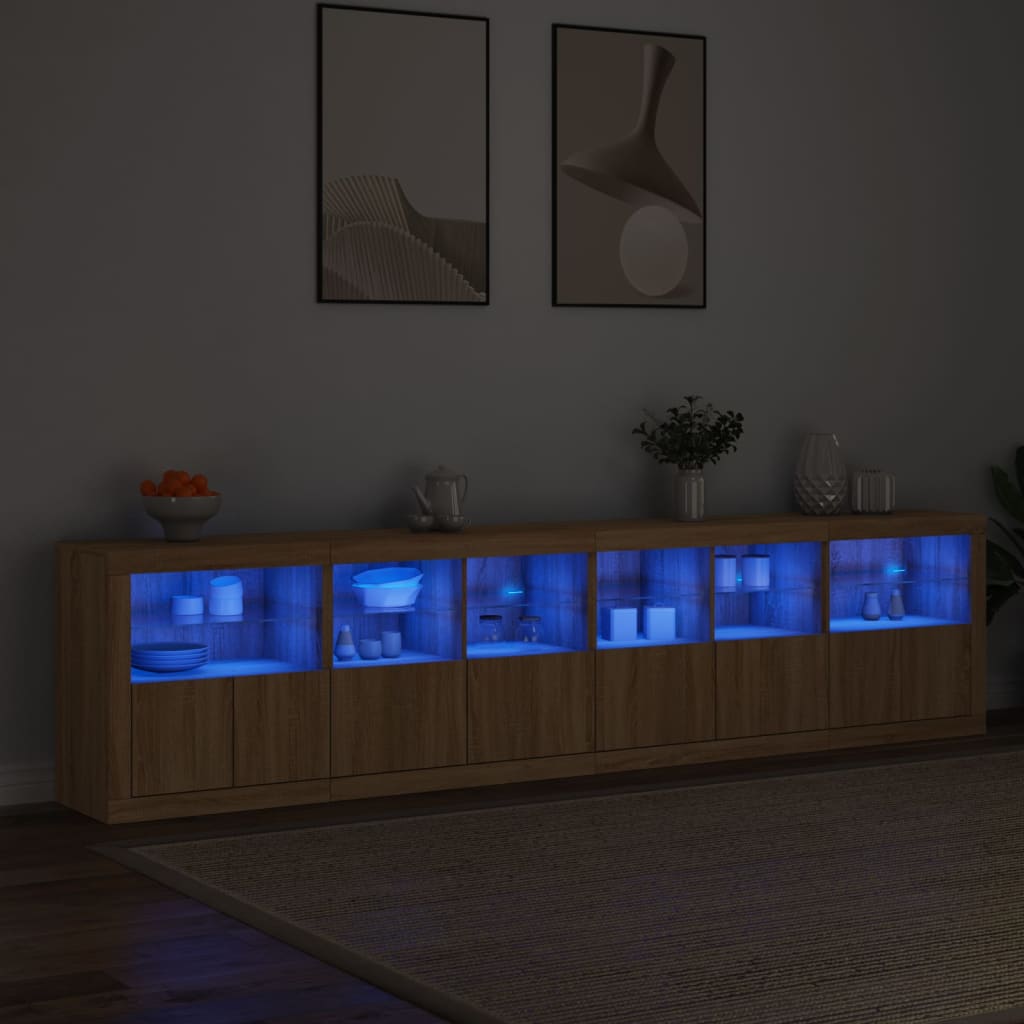 Dressoir met LED-verlichting 283,5x37x67 cm