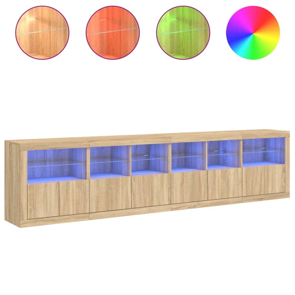 Dressoir met LED-verlichting 283,5x37x67 cm