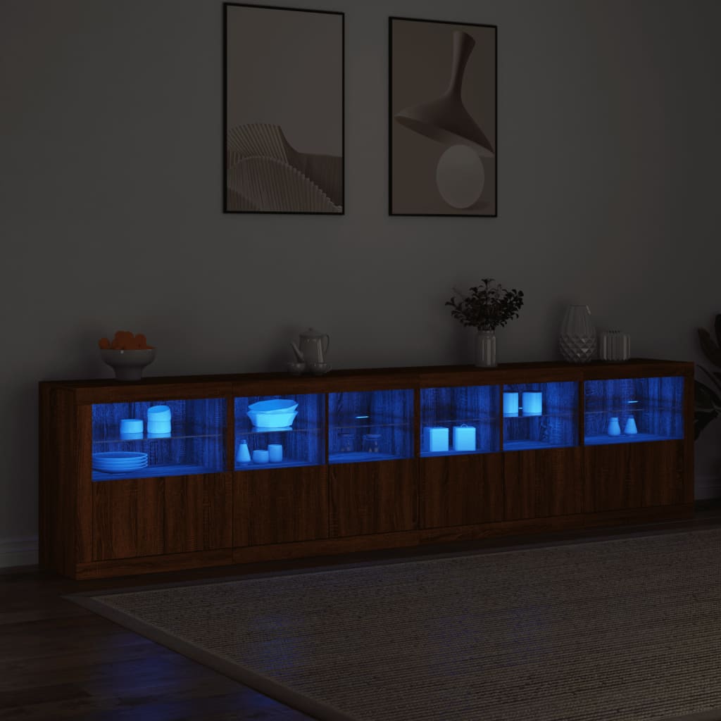 Dressoir met LED-verlichting 283,5x37x67 cm