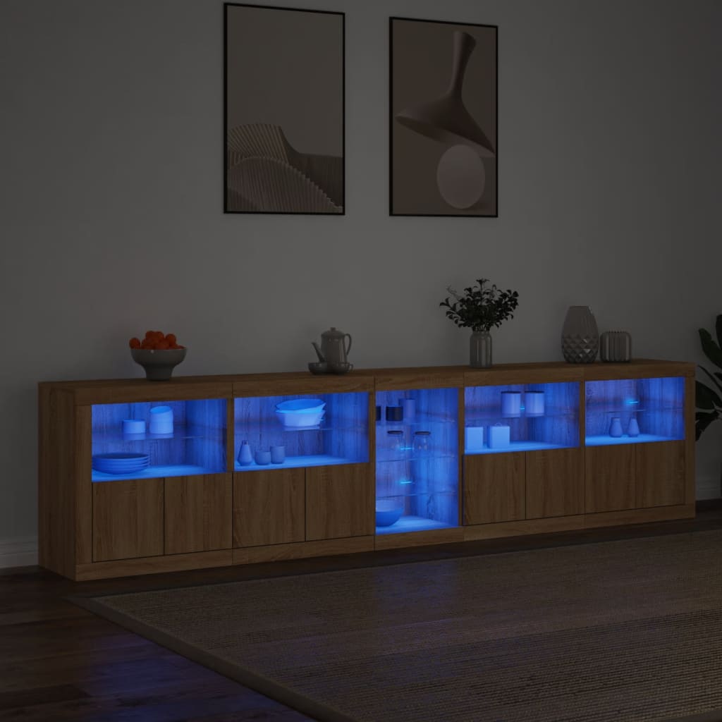 Dressoir met LED-verlichting 283x37x67 cm