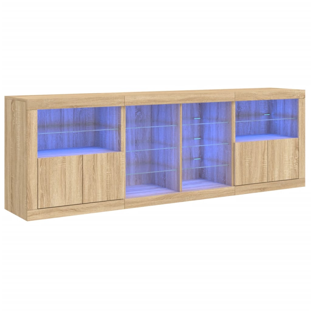 Dressoir met LED-verlichting 202x37x67 cm