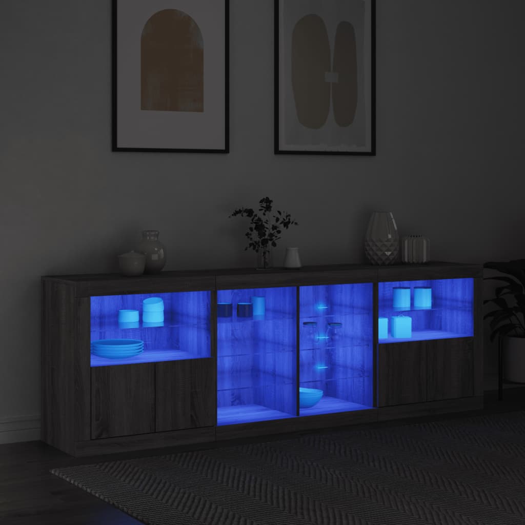 Dressoir met LED-verlichting 202x37x67 cm