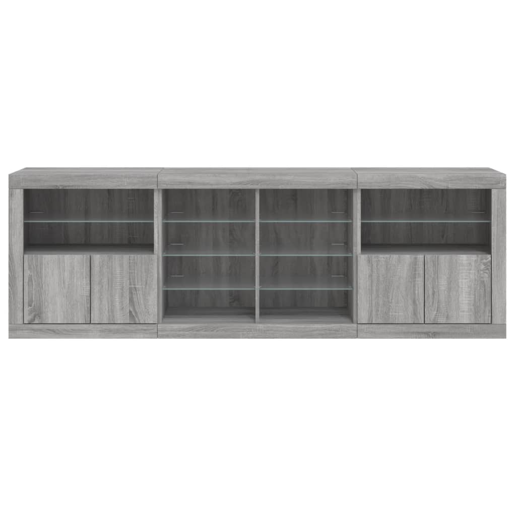 Dressoir met LED-verlichting 202x37x67 cm