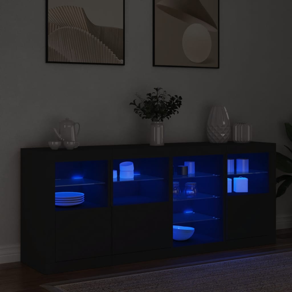 Dressoir met LED-verlichting 164x37x67 cm eikenkleurig