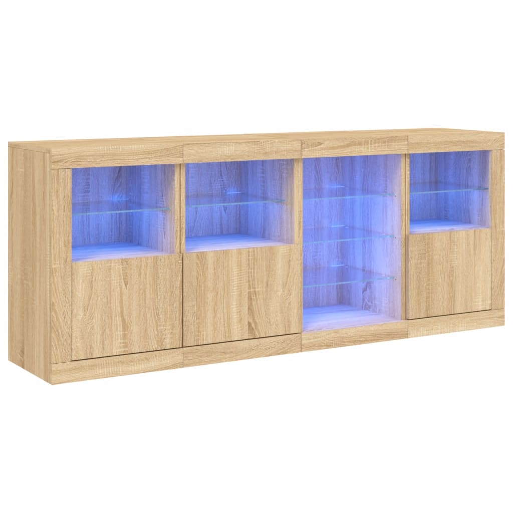 Dressoir met LED-verlichting 164x37x67 cm eikenkleurig