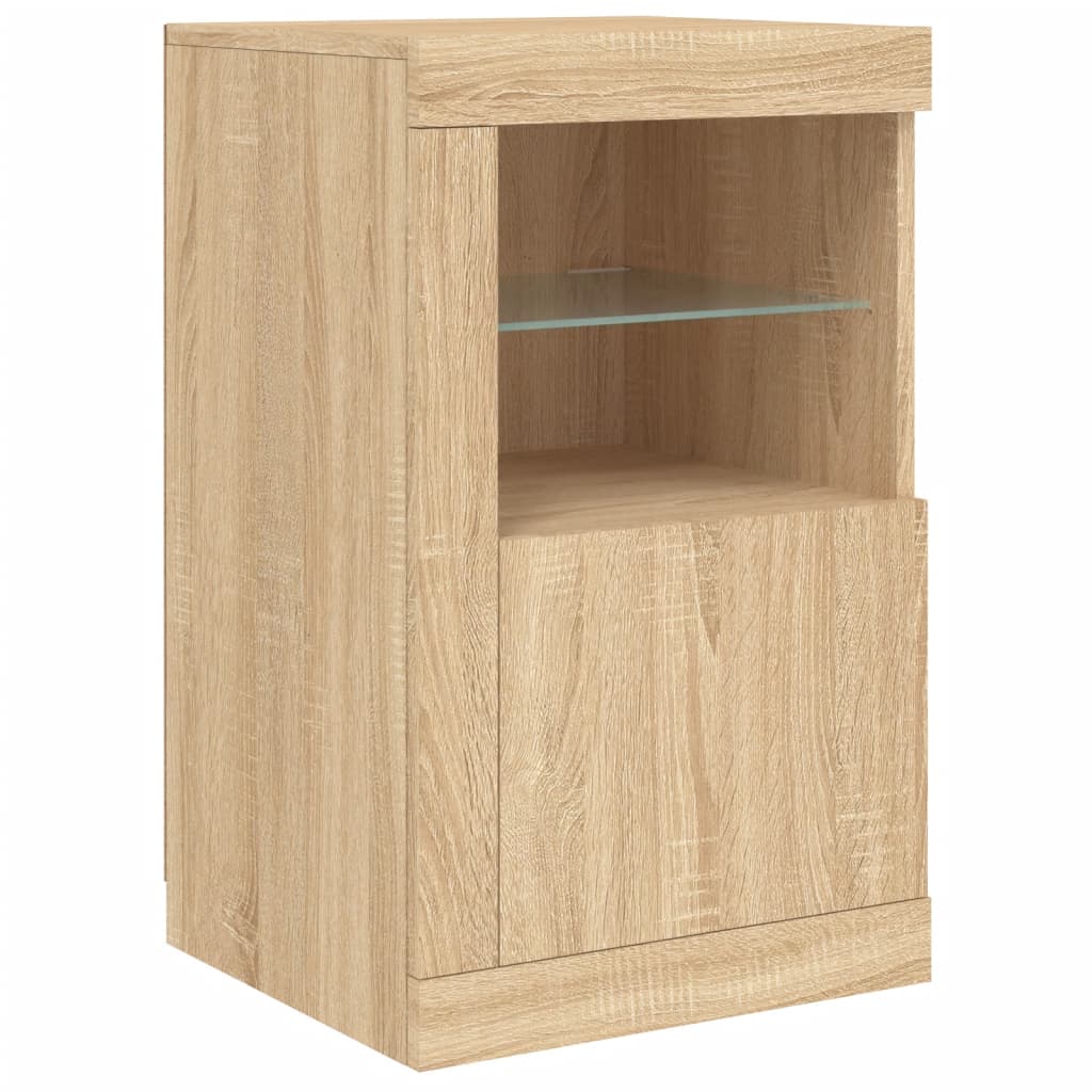 Dressoir met LED-verlichting 164x37x67 cm eikenkleurig