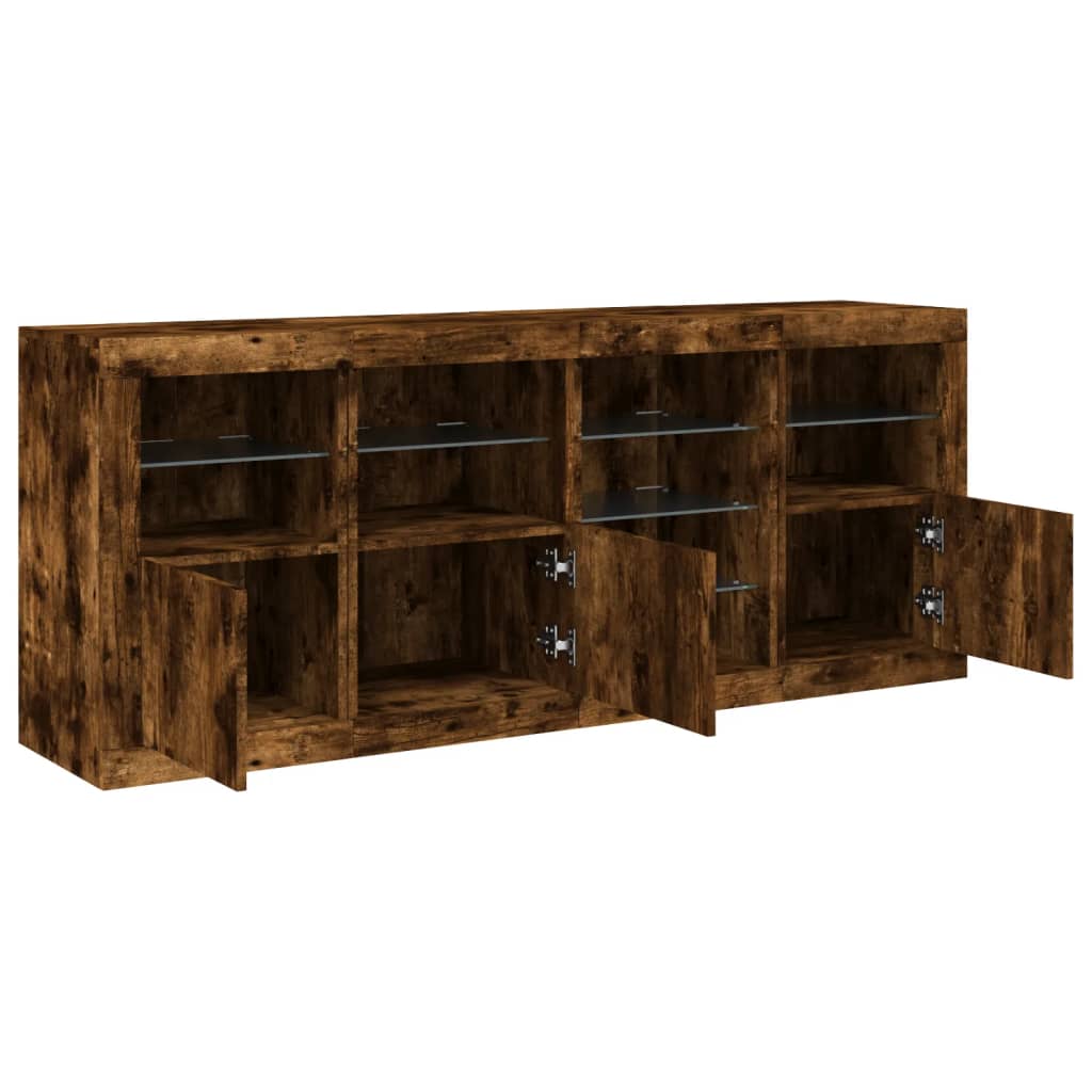 Dressoir met LED-verlichting 164x37x67 cm eikenkleurig