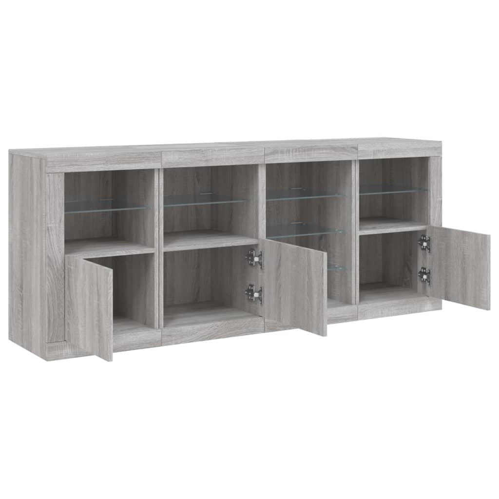 Dressoir met LED-verlichting 164x37x67 cm eikenkleurig