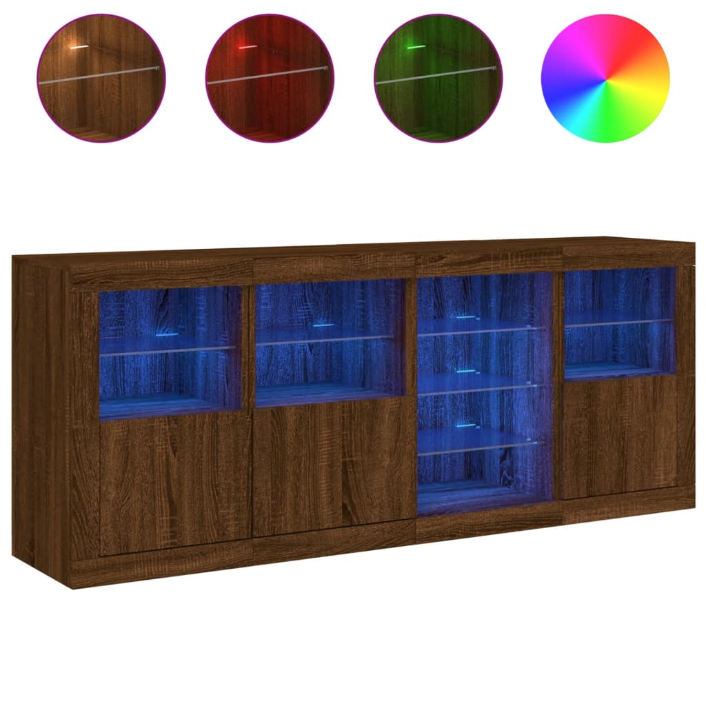 Dressoir met LED-verlichting 164x37x67 cm eikenkleurig