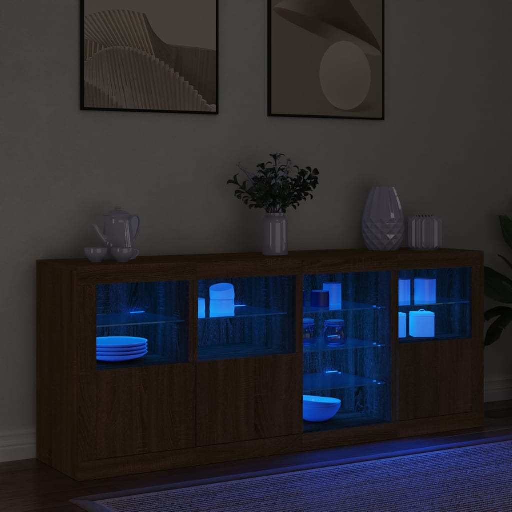 Dressoir met LED-verlichting 164x37x67 cm eikenkleurig