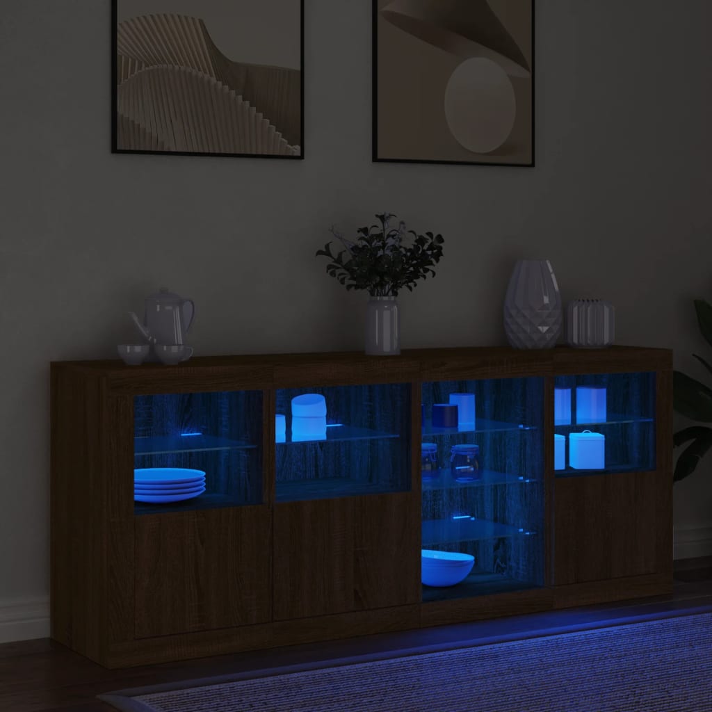 Dressoir met LED-verlichting 164x37x67 cm eikenkleurig