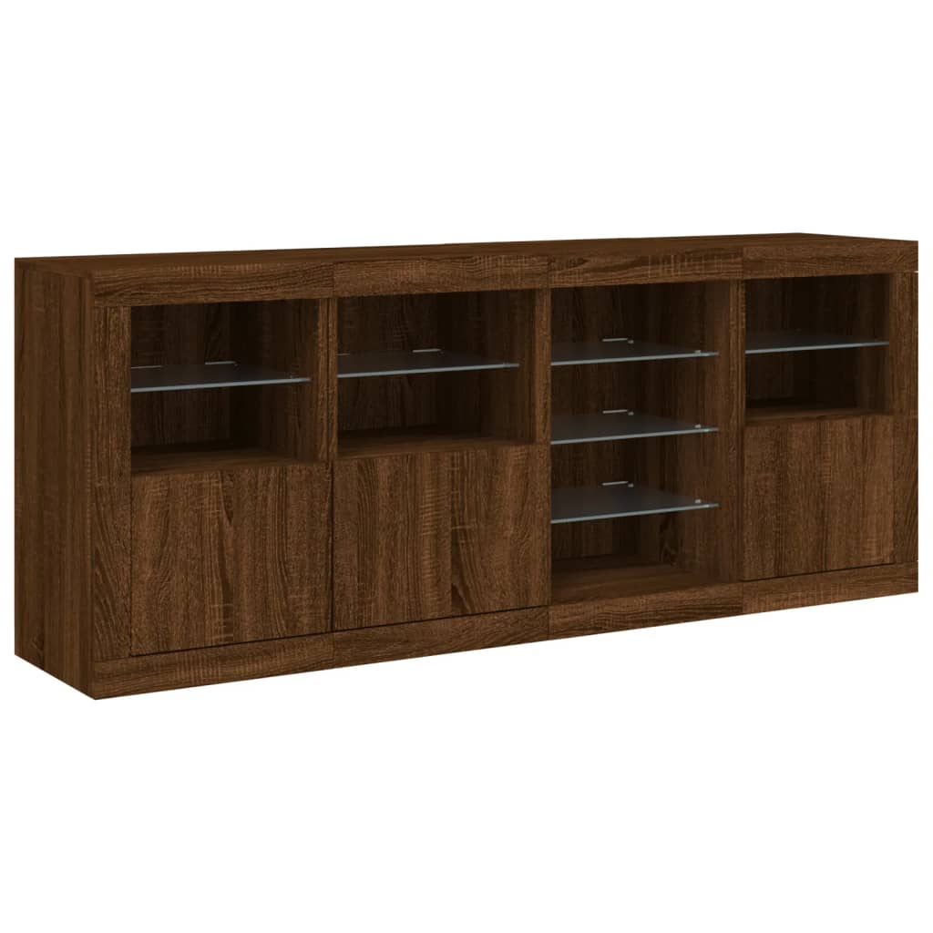 Dressoir met LED-verlichting 164x37x67 cm eikenkleurig