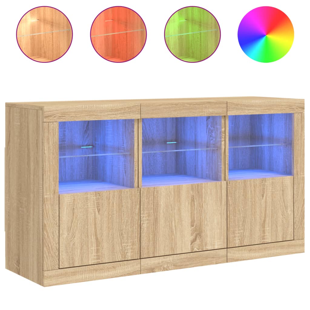 Dressoir met LED-verlichting 123x37x67 cm