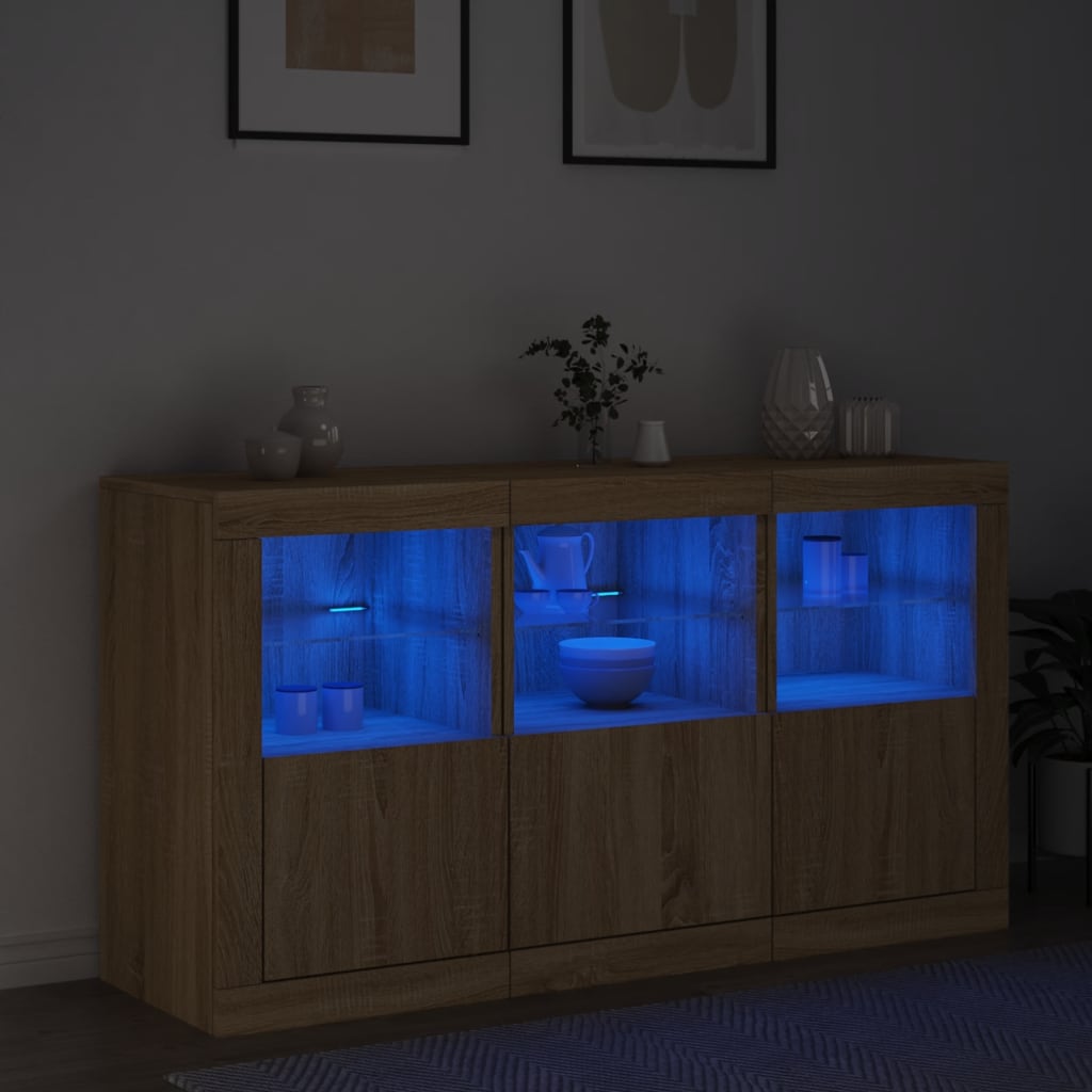 Dressoir met LED-verlichting 123x37x67 cm