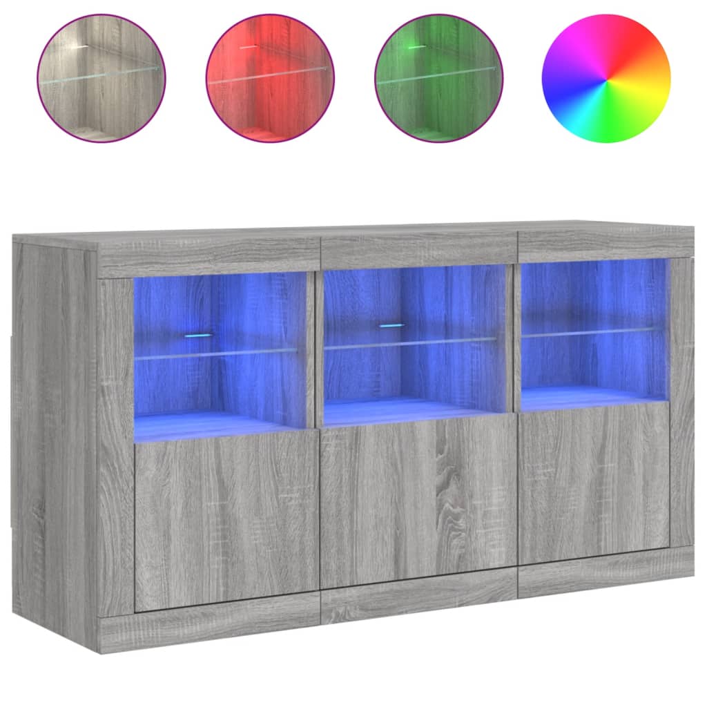 Dressoir met LED-verlichting 123x37x67 cm