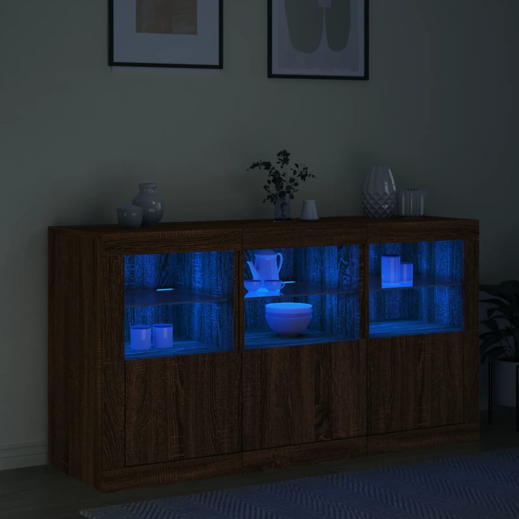 Dressoir met LED-verlichting 123x37x67 cm