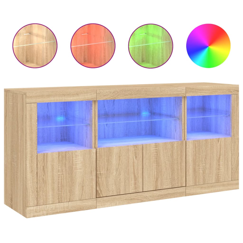 Dressoir met LED-verlichting 142,5x37x67 cm