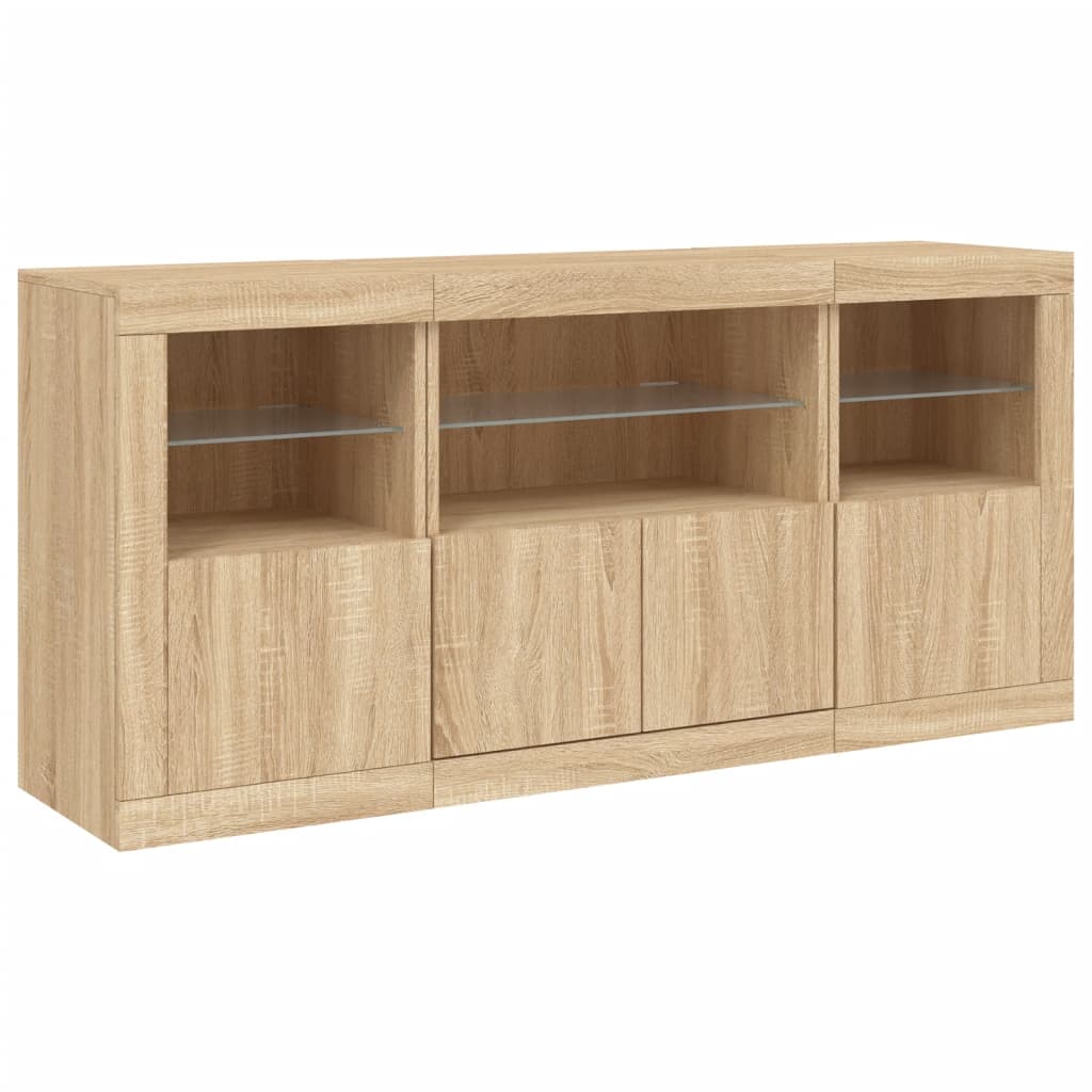 Dressoir met LED-verlichting 142,5x37x67 cm