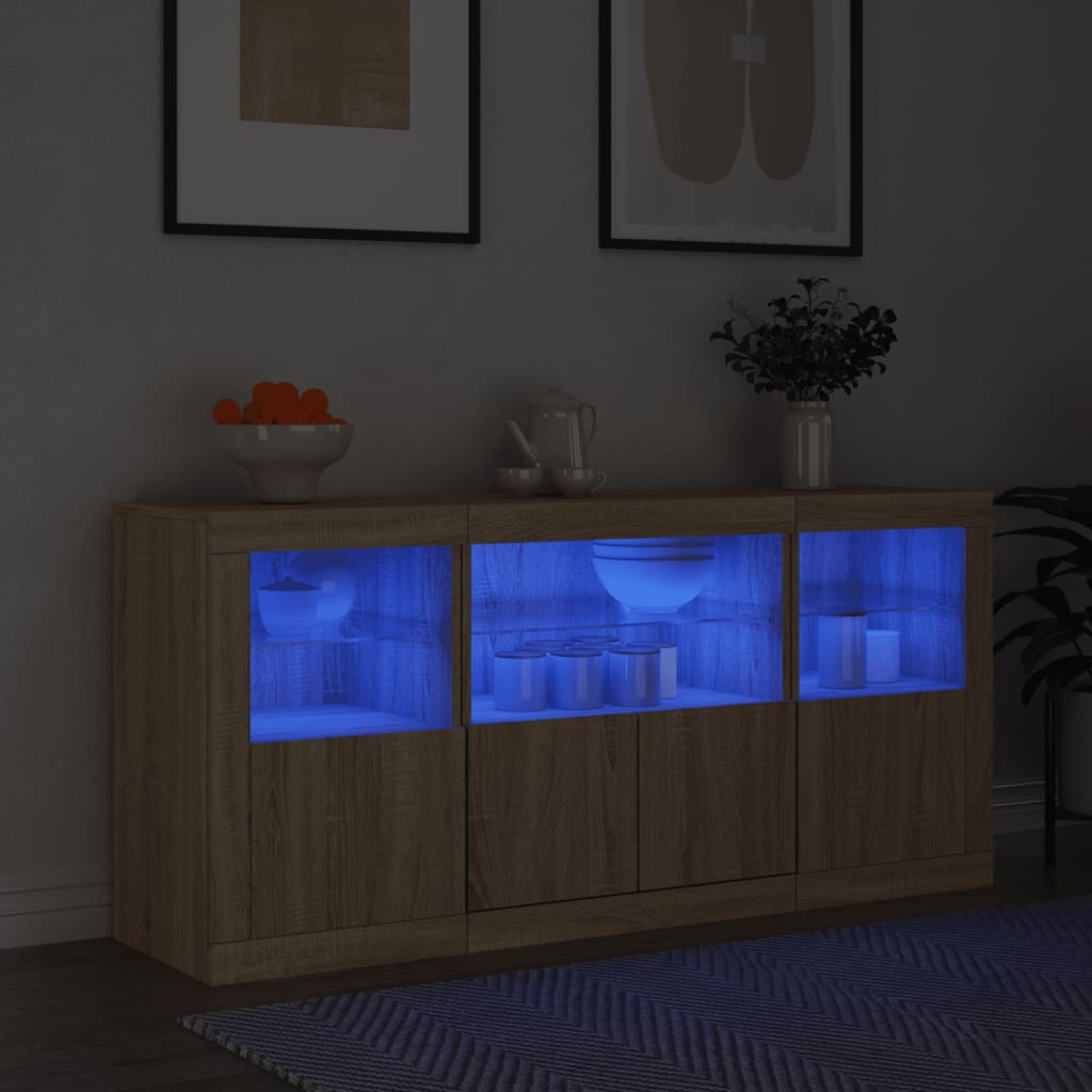 Dressoir met LED-verlichting 142,5x37x67 cm