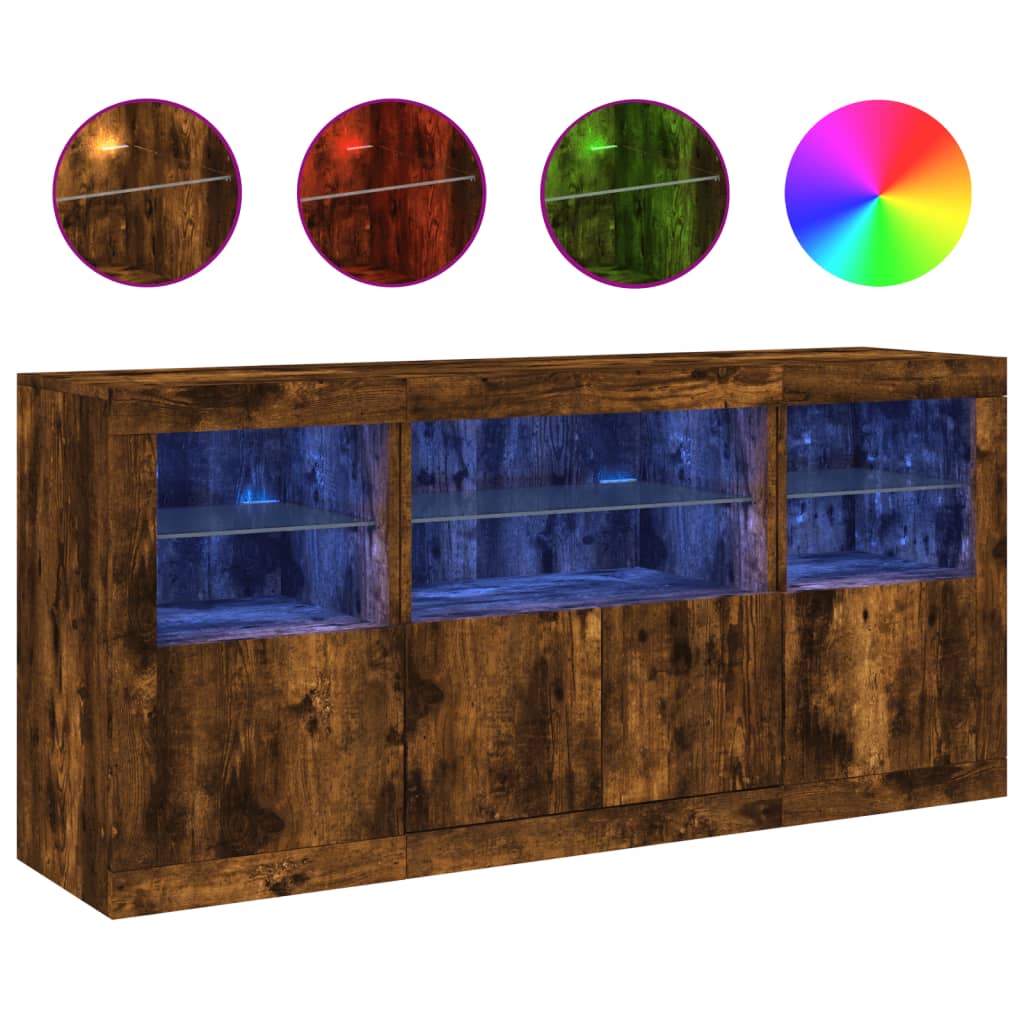 Dressoir met LED-verlichting 142,5x37x67 cm