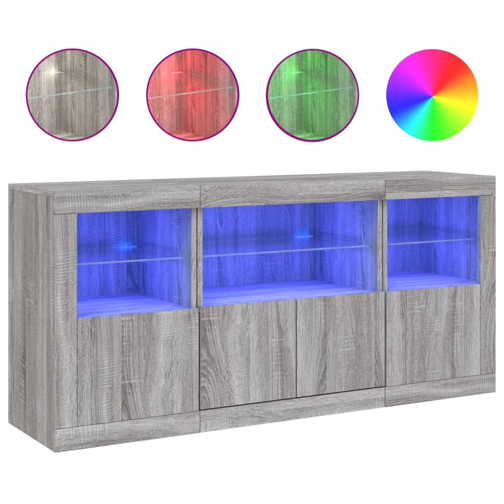 Dressoir met LED-verlichting 142,5x37x67 cm