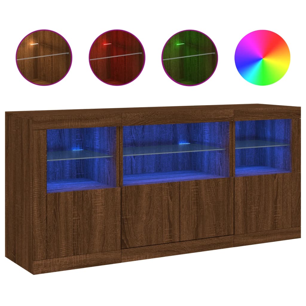 Dressoir met LED-verlichting 142,5x37x67 cm