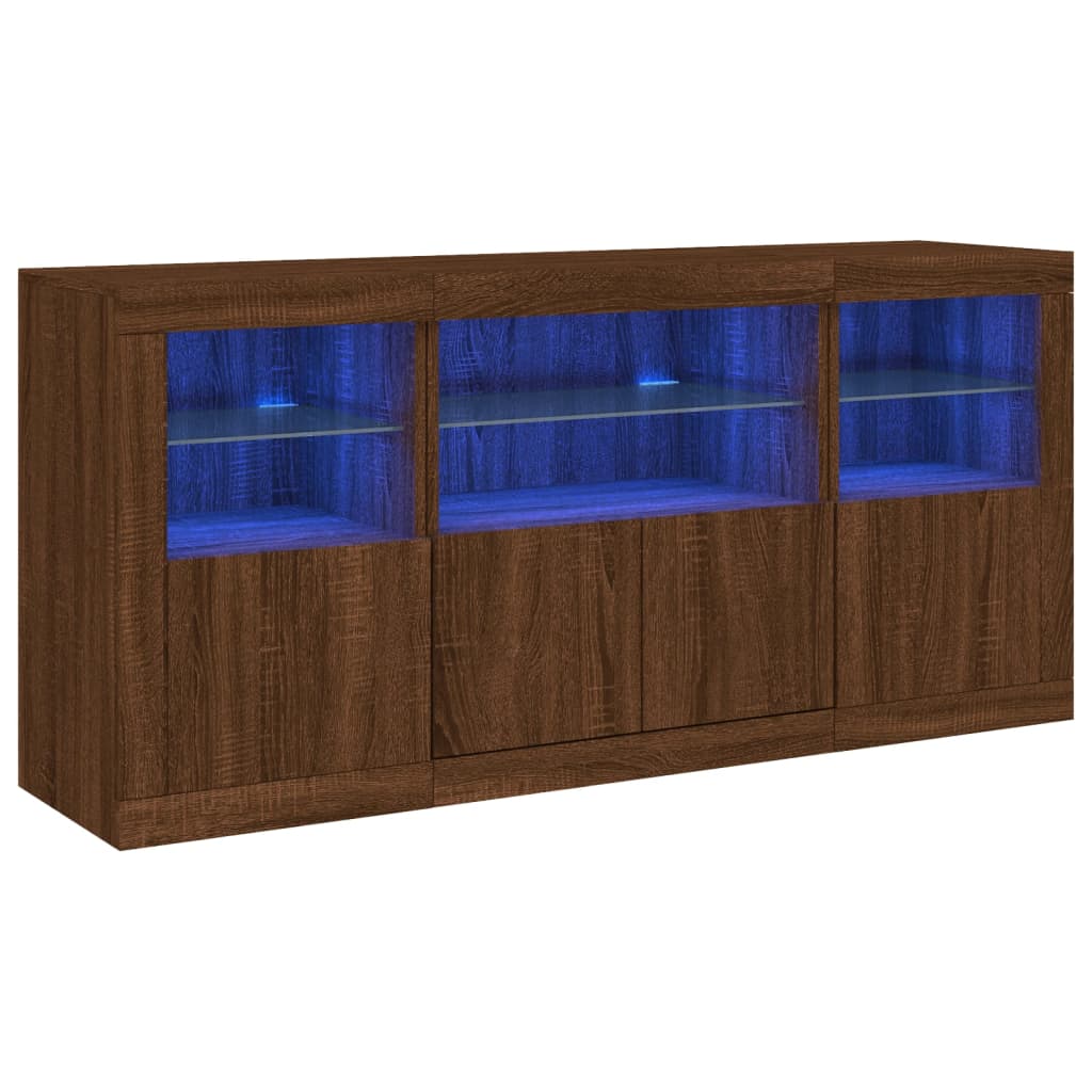 Dressoir met LED-verlichting 142,5x37x67 cm