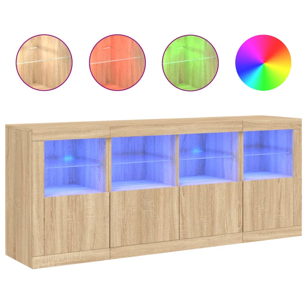 Dressoir met LED-verlichting 163x37x67 cm eikenkleurig