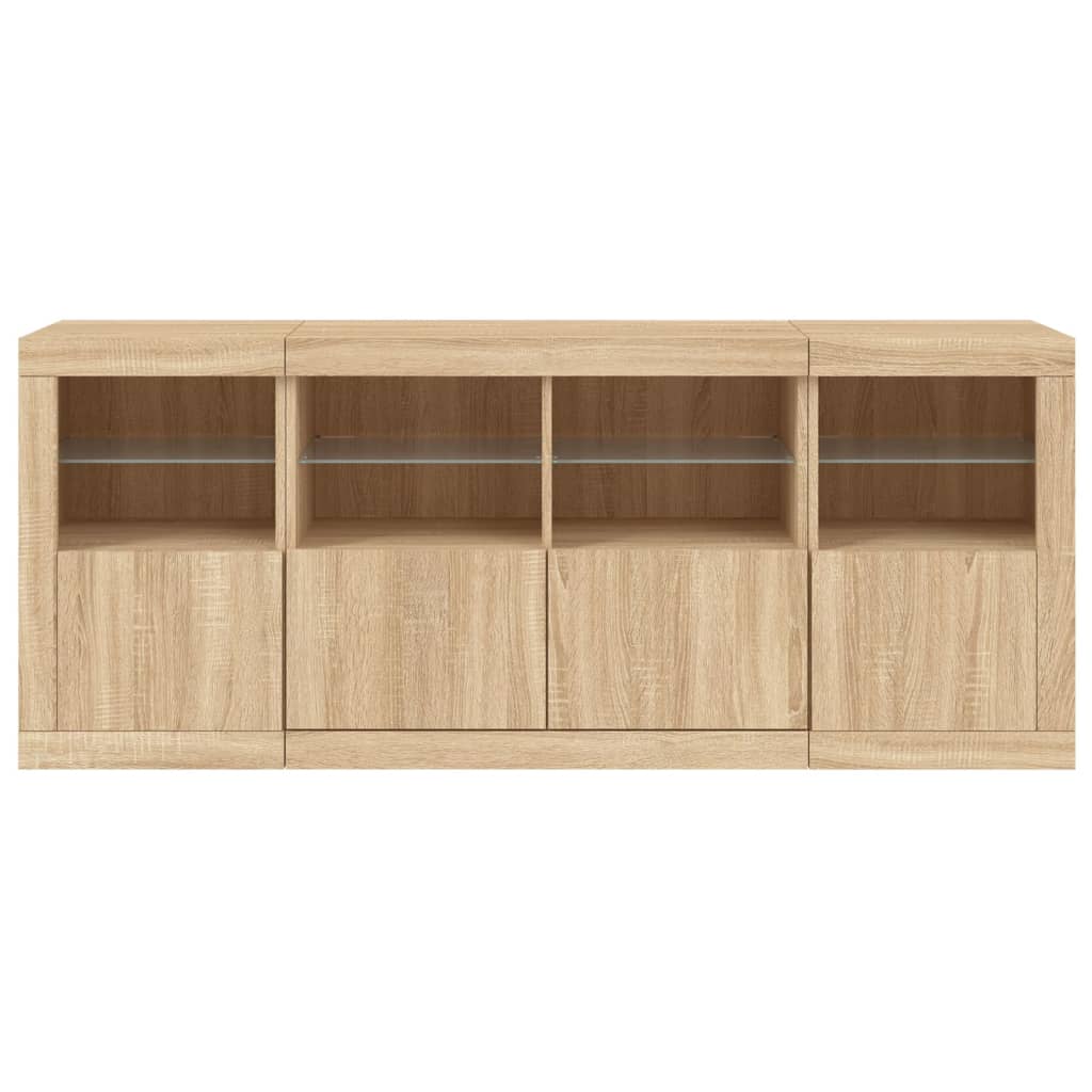 Dressoir met LED-verlichting 163x37x67 cm eikenkleurig