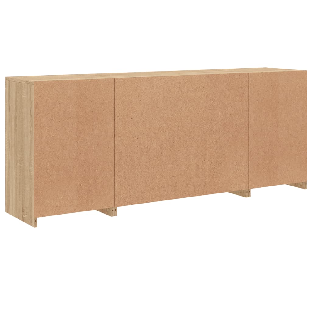 Dressoir met LED-verlichting 163x37x67 cm eikenkleurig