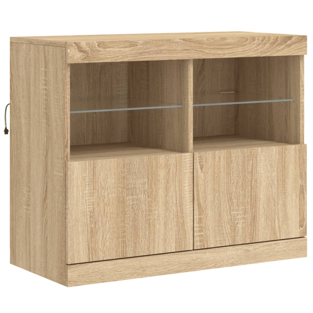 Dressoir met LED-verlichting 163x37x67 cm eikenkleurig