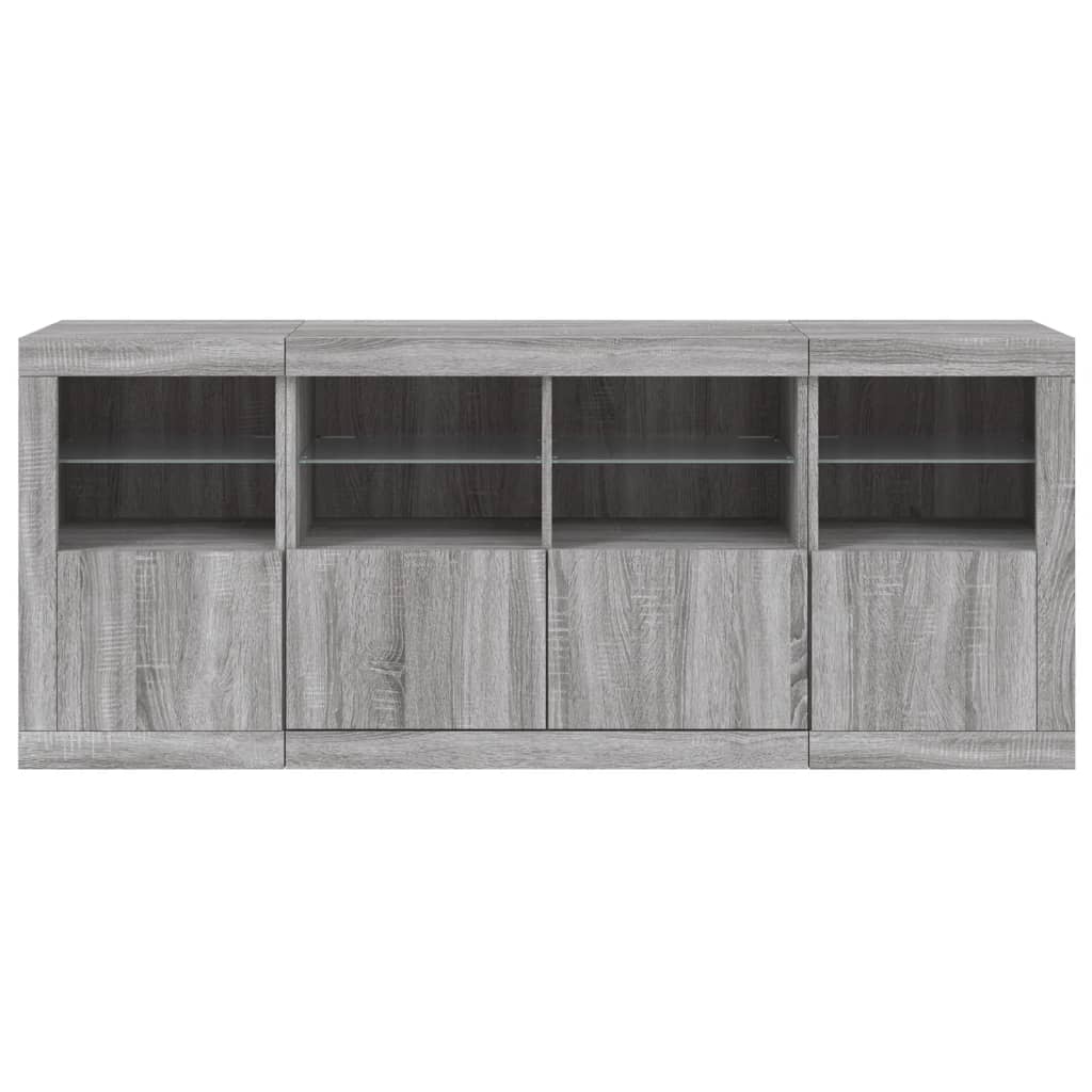 Dressoir met LED-verlichting 163x37x67 cm eikenkleurig