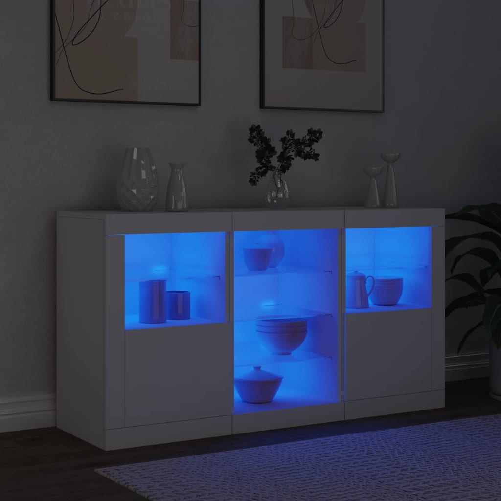 Dressoir met LED-verlichting 123x37x67 cm eikenkleurig