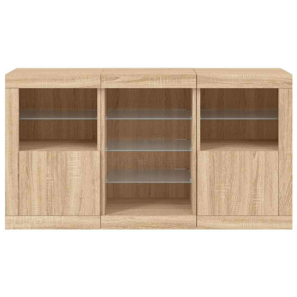 Dressoir met LED-verlichting 123x37x67 cm eikenkleurig