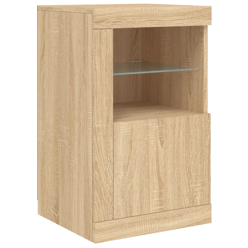 Dressoir met LED-verlichting 123x37x67 cm eikenkleurig