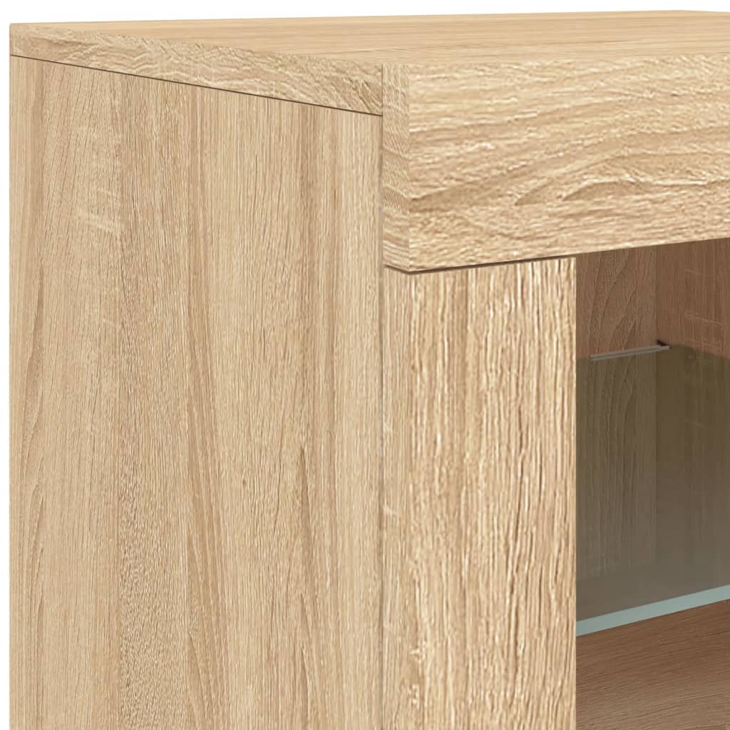 Dressoir met LED-verlichting 123x37x67 cm eikenkleurig