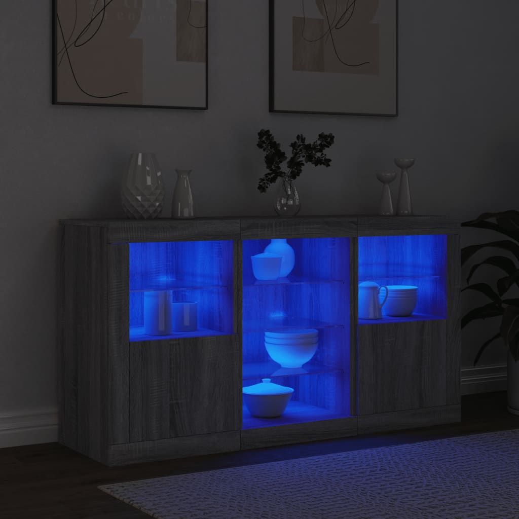 Dressoir met LED-verlichting 123x37x67 cm eikenkleurig