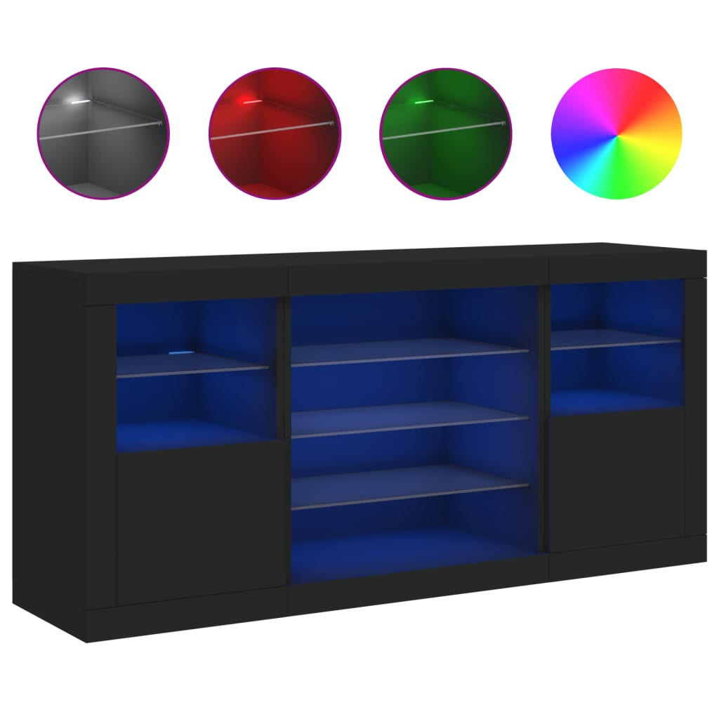 Dressoir met LED-verlichting 142,5x37x67 cm