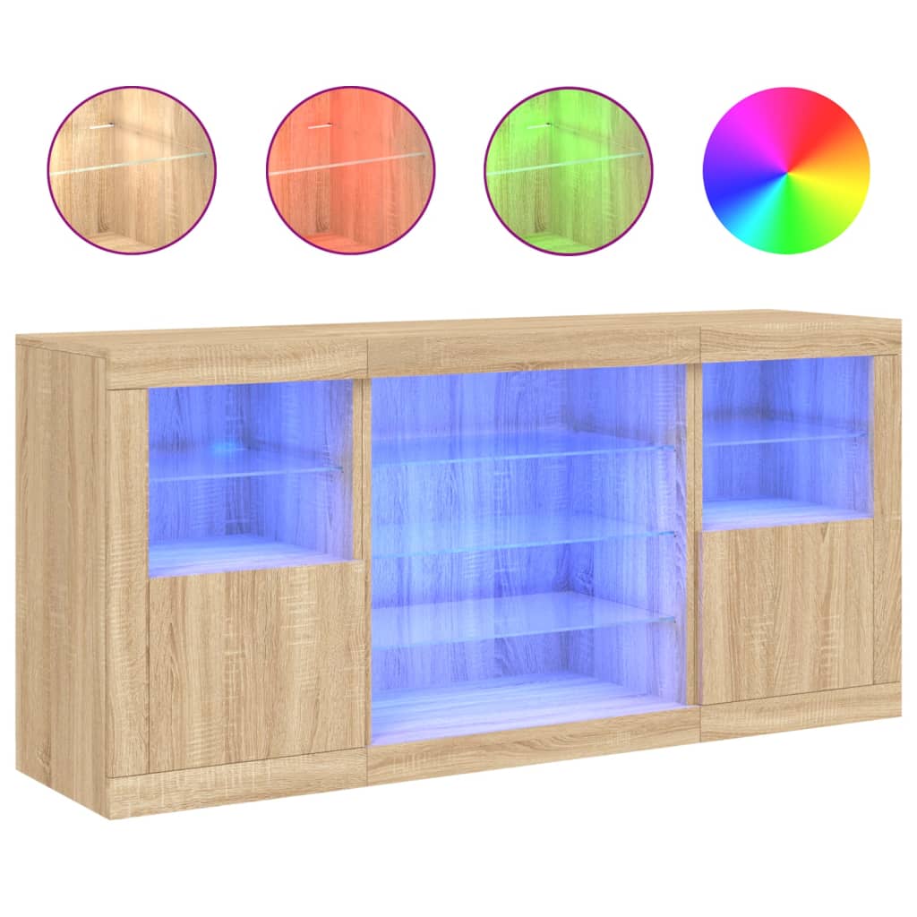 Dressoir met LED-verlichting 142,5x37x67 cm