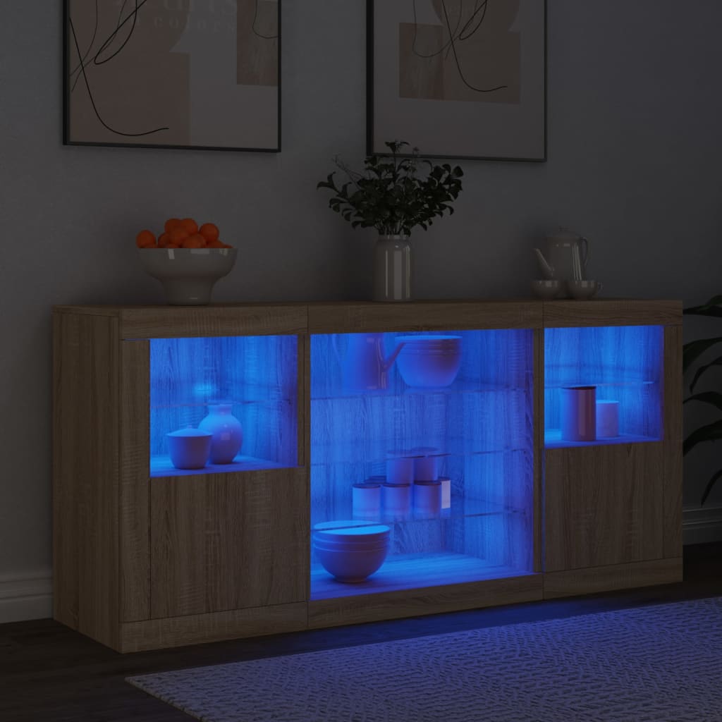 Dressoir met LED-verlichting 142,5x37x67 cm