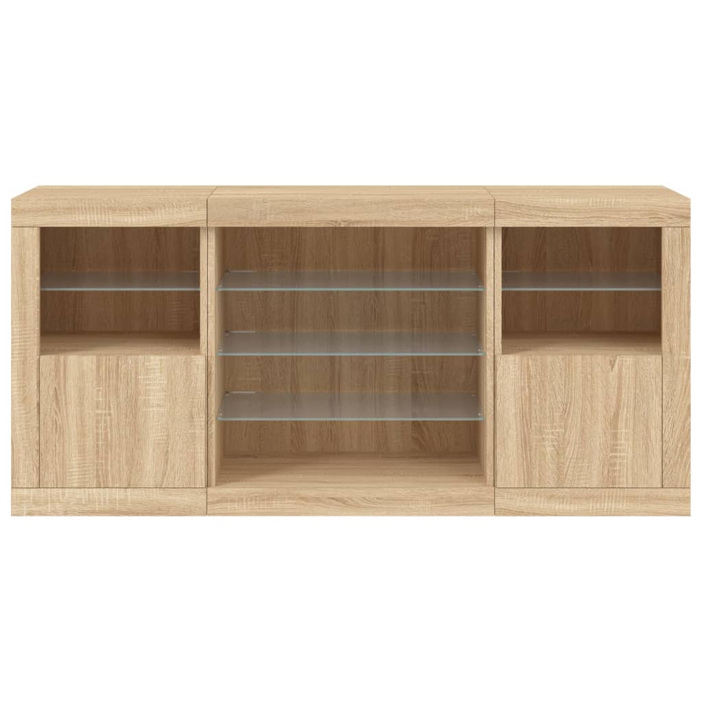 Dressoir met LED-verlichting 142,5x37x67 cm