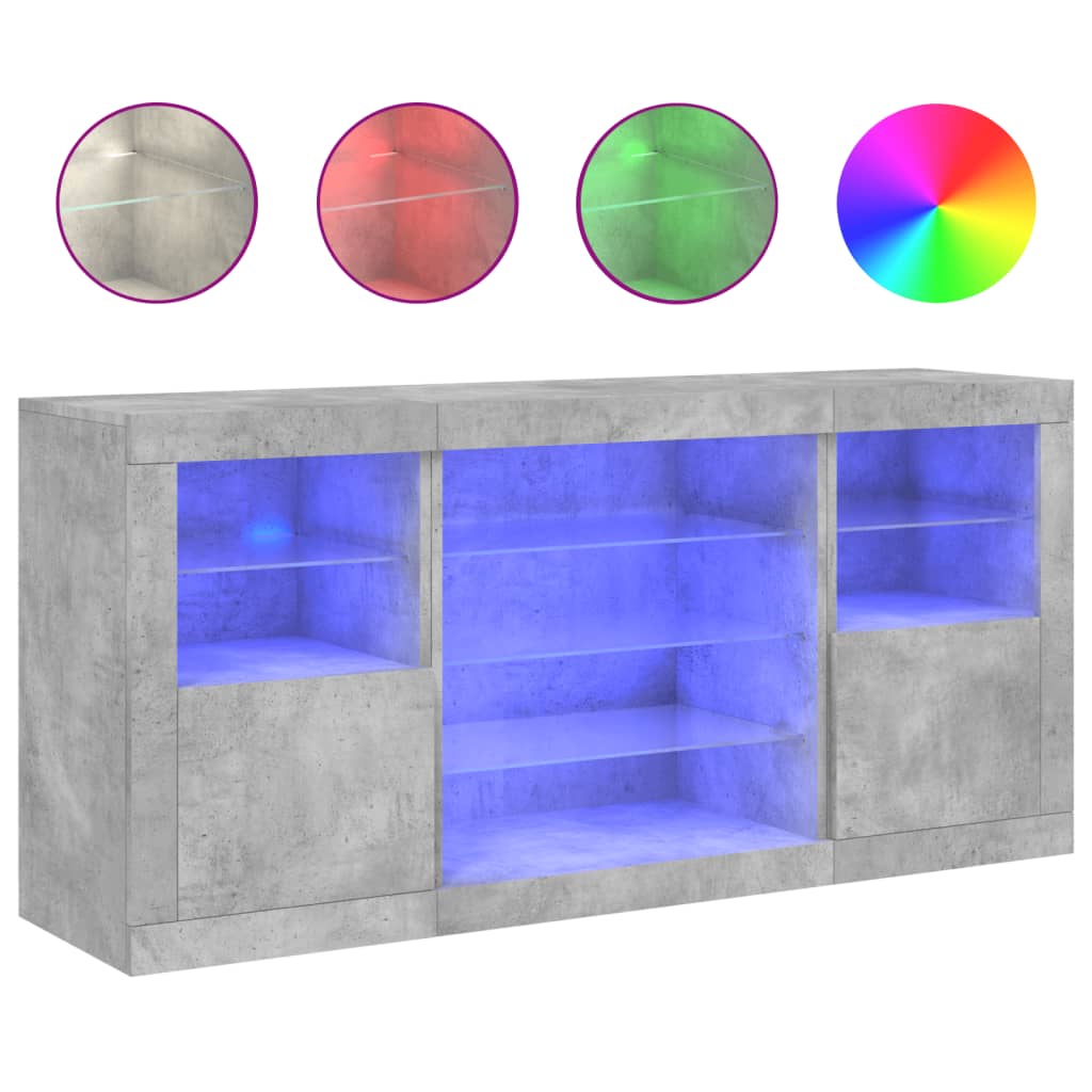 Dressoir met LED-verlichting 142,5x37x67 cm