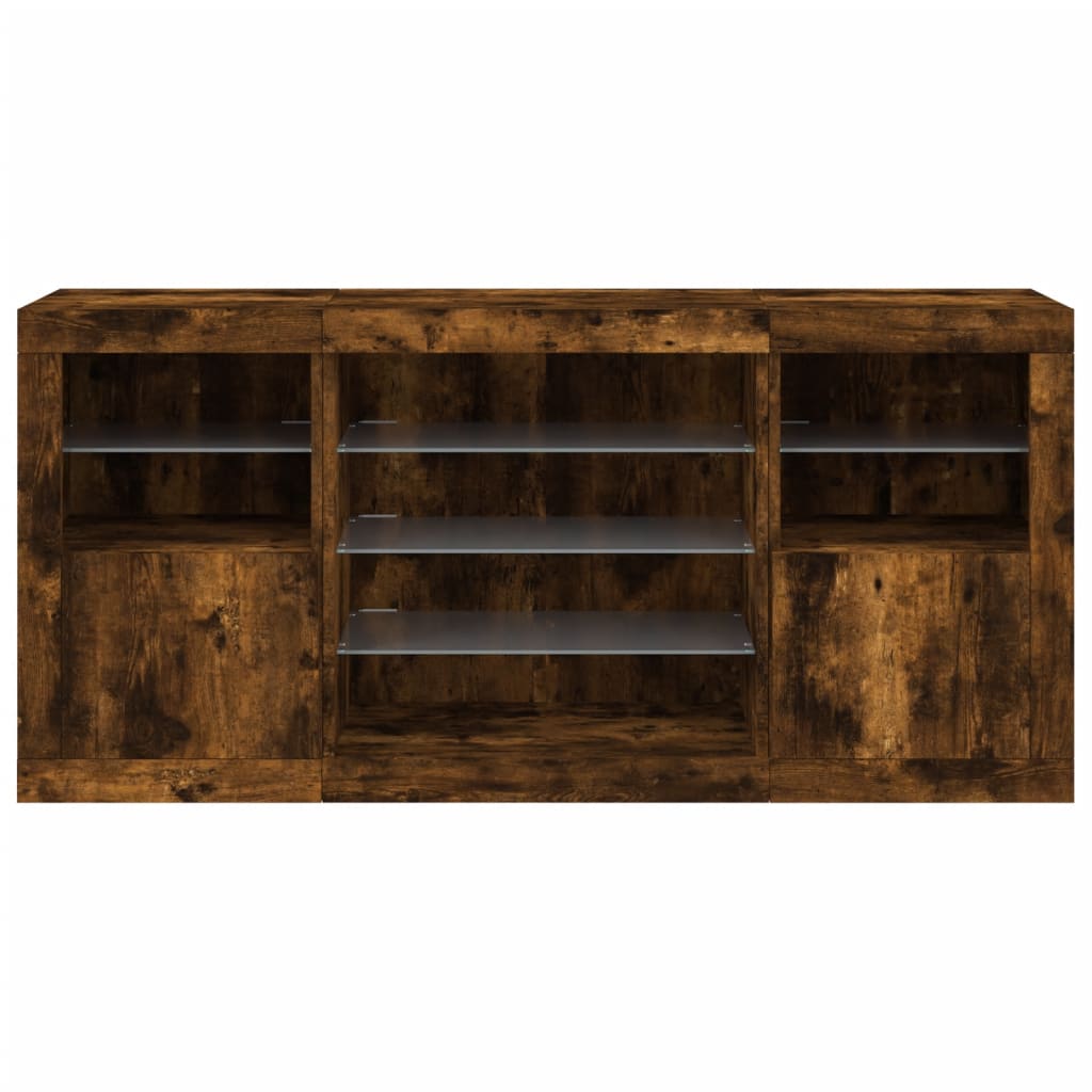 Dressoir met LED-verlichting 142,5x37x67 cm