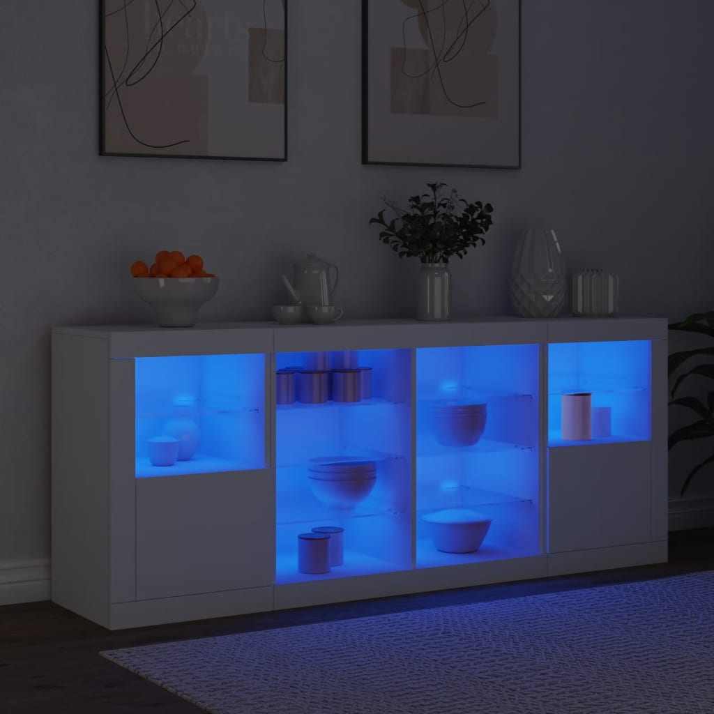 Dressoir met LED-verlichting 163x37x67 cm eikenkleurig