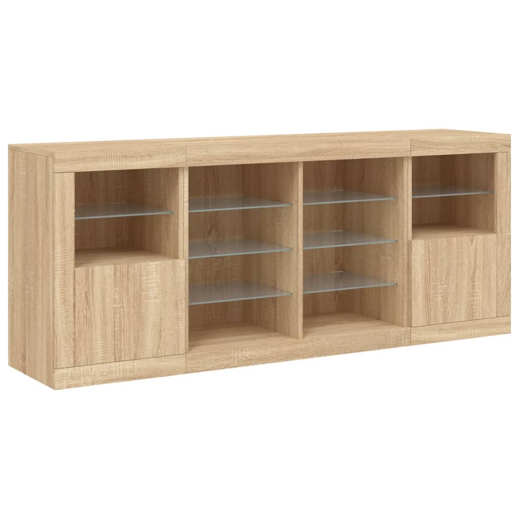 Dressoir met LED-verlichting 163x37x67 cm eikenkleurig