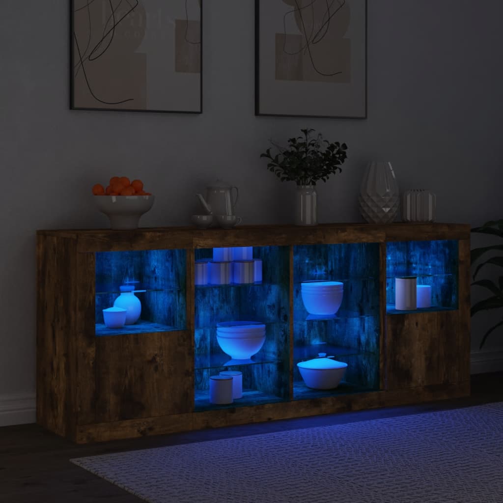 Dressoir met LED-verlichting 163x37x67 cm eikenkleurig