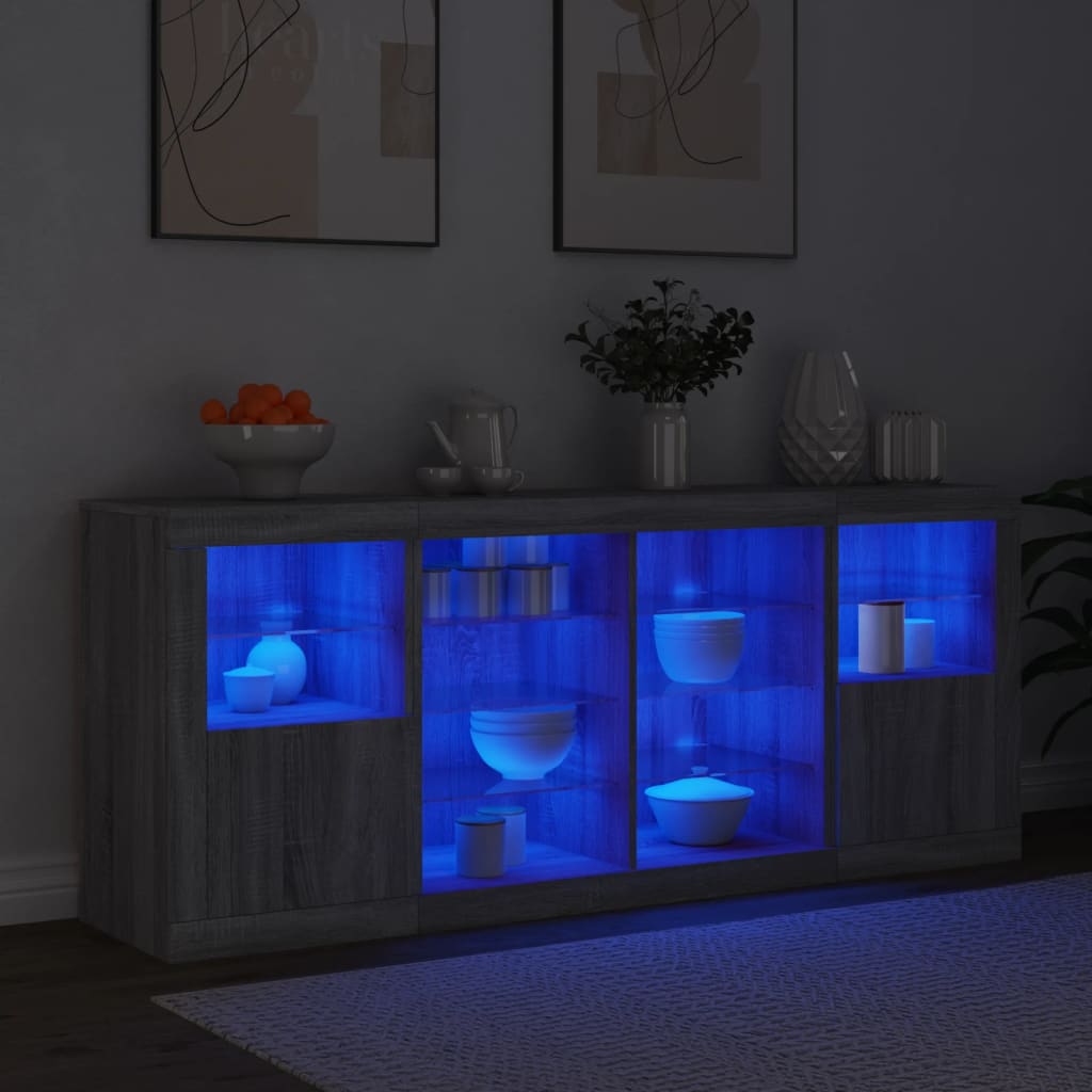 Dressoir met LED-verlichting 163x37x67 cm eikenkleurig