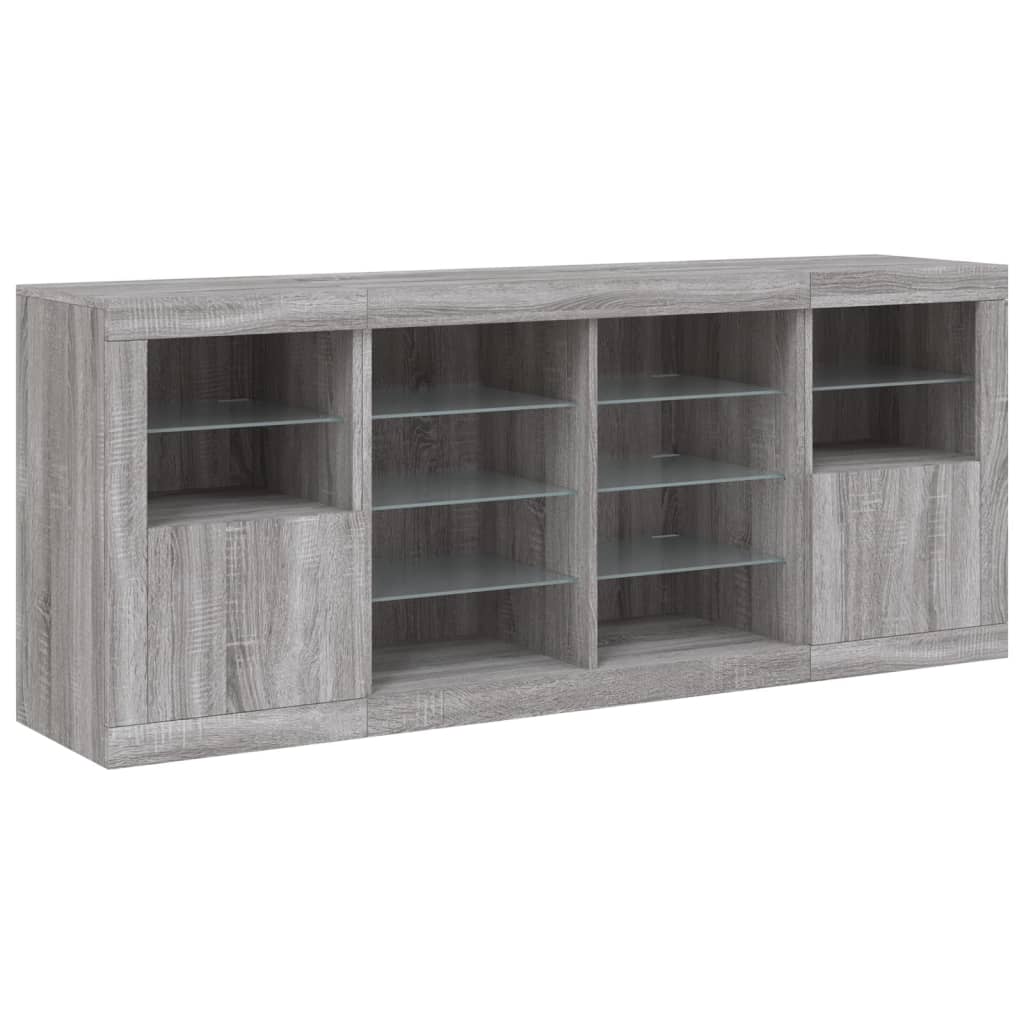 Dressoir met LED-verlichting 163x37x67 cm eikenkleurig