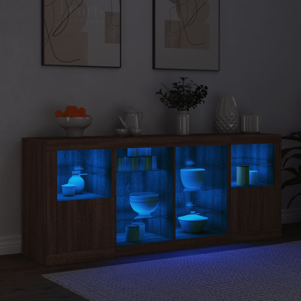 Dressoir met LED-verlichting 163x37x67 cm eikenkleurig