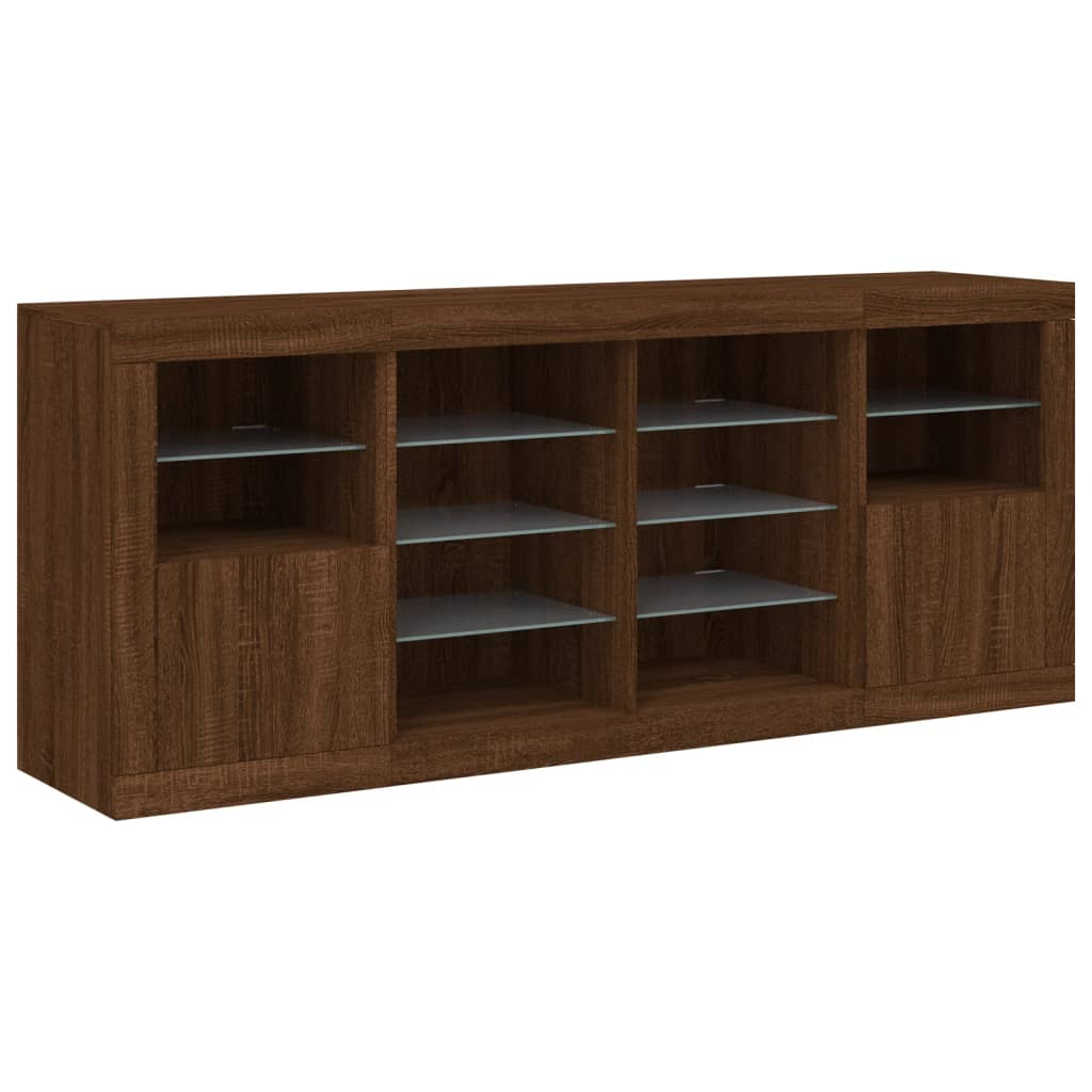 Dressoir met LED-verlichting 163x37x67 cm eikenkleurig